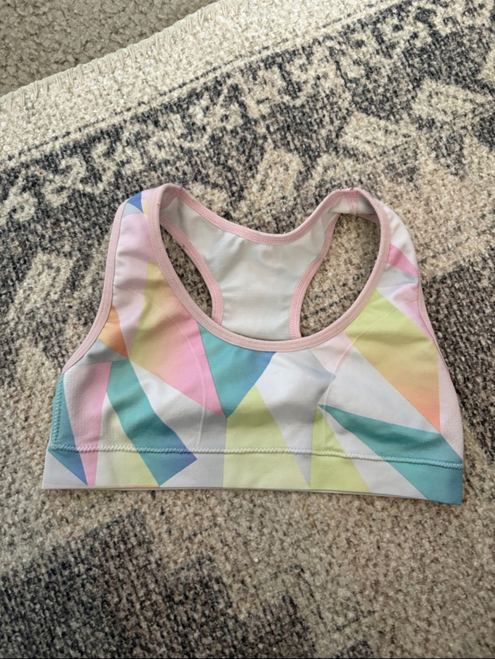 Girls Pastel Geometric Racerback Sports Bra